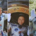 Shenzhou 9 crew return to Earth The three astronauts, including the country's first female astronaut Liu Yang,get out of the return capsule after the successful landing of Shenzhou 9 spacecraft.