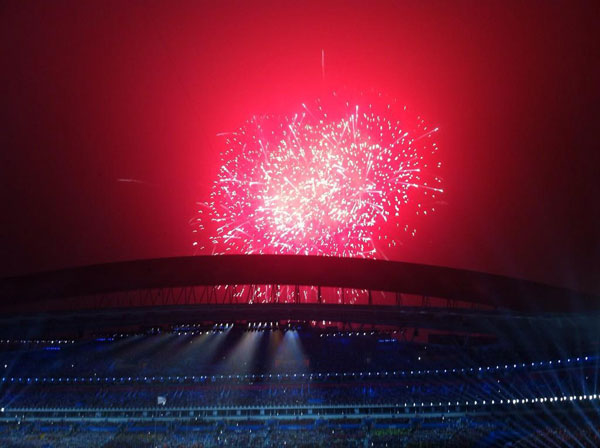 Firework at YOG closing ceremony