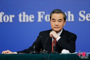 Chinese Foreign Minister Wang Yi gives a news conference on the sidelines of the ongoing session of the National People's Congress in Beijing on Tuesday, March 8, 2016. 