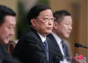 Minister of Housing and Urban-Rural Development Chen Zhenggao answers questions at a press conference on rebuilding shantytowns and real estate development on the sidelines of the fourth session of the 12th National People's Congress in Beijing, capital of China, March 15, 2016. [Photo/China.org.cn]