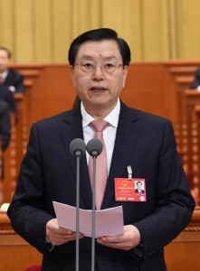 Zhang Dejiang, chairman of the Standing Committee of China's National People's Congress (NPC), presides over the closing meeting of the fourth session of the 12th NPC at the Great Hall of the People in Beijing, capital of China, March 16, 2016.